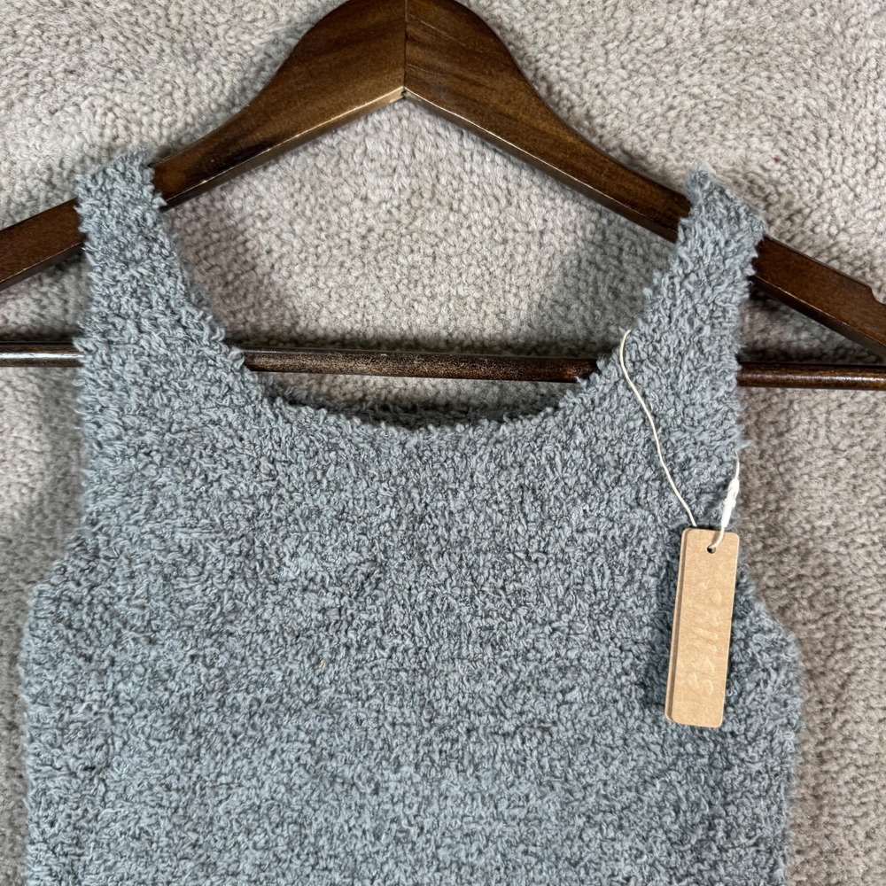 Skims Tank Top Girls 8/10 Gray Cozy Fuzzy Knit Scoop Neck Sleeveless Lounge - Picture 2 of 10